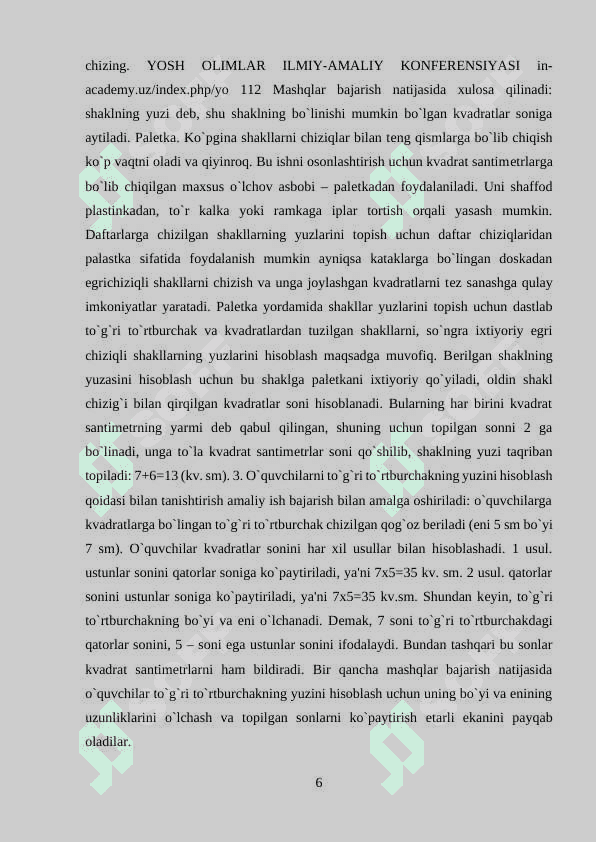 UMUMIY O'RTA TA'LIM MAKTABLARIDA YUZLAR BO'LIMINI O'QITISH METODIKAS 6
