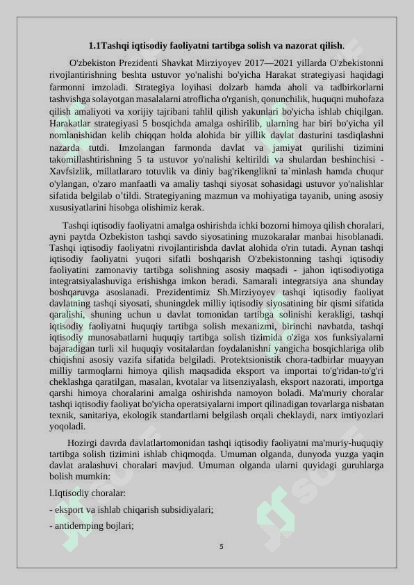 O'ZBEKISTON TASHQI IQTISODIY FAOLIYATINING ASOSIY YUNALISHLAR 5