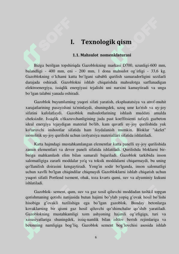 Devorbob bloklar ishlab chiqarish korxonasini loyihalash 6