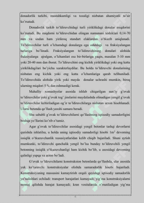 Karboporit g’ovak to‘ldiruvchi ishlab chiqarish korxonasini loyihalash 6
