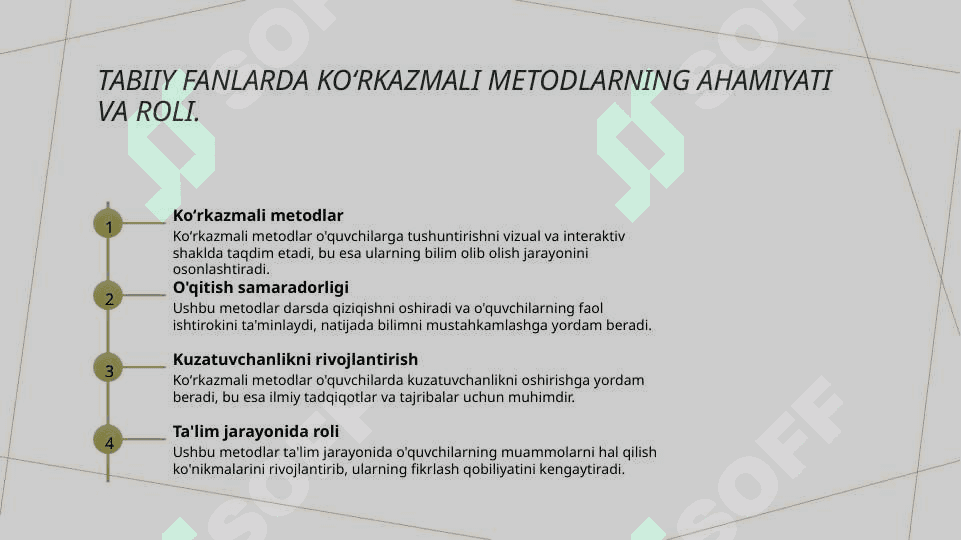 Boshlangʻich ta’lim tabiiy fanlar darslarida koʻrkazmali metodlardan foydalanish kuzatuvchanligini tashkil etish 3