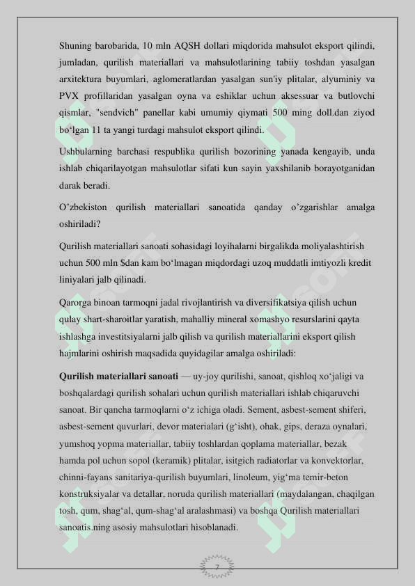 Qishloq qurilishi uchun uch qatlamli devor panellari ishlab chiqarish korxonasini loyihalash 7