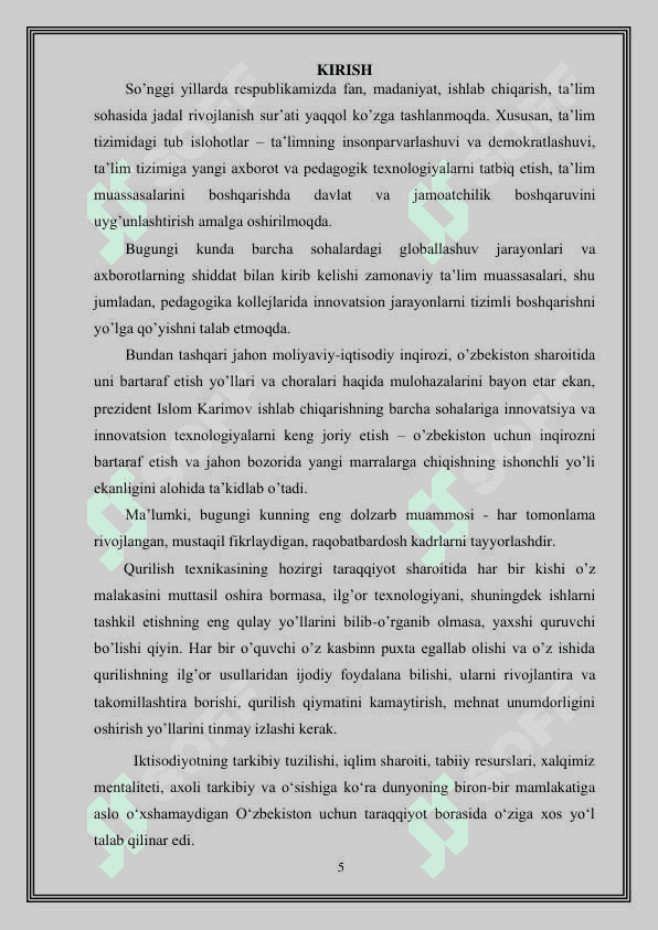 Sentrifugalash (markazdan qochma) usulida temir beton elektr o’tkazgich tayanchlari ishlab chiqarishni loyihalash, 3