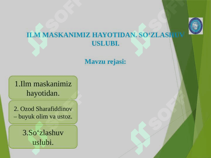 ILM MASKANIMIZ HAYOTIDAN. So‘zlashuv uslubi 2