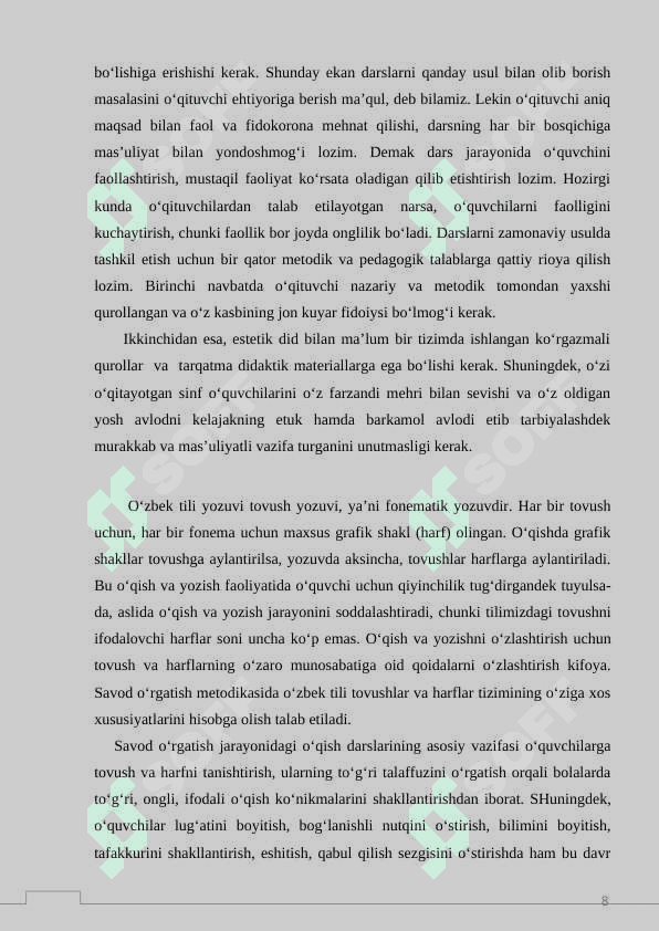 Boshlang‘ich sinf grammatika, imlo va nutq o‘stirish darslarida ko‘rgazmali qurollardan foydalanish 8