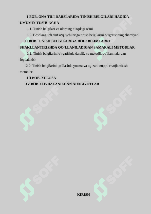 Boshlangich sinflarda tinish belgilarini o‘rgatish metodikasi 2