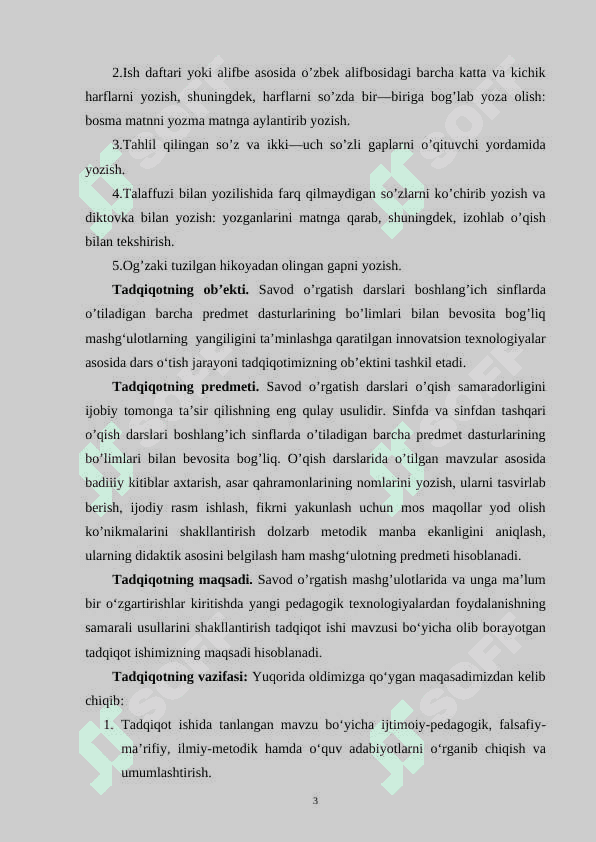 SAVOD O'RGATISH DAVRI YOZUV DARSLARIDA IMLO USTIDA ISHLASH 3