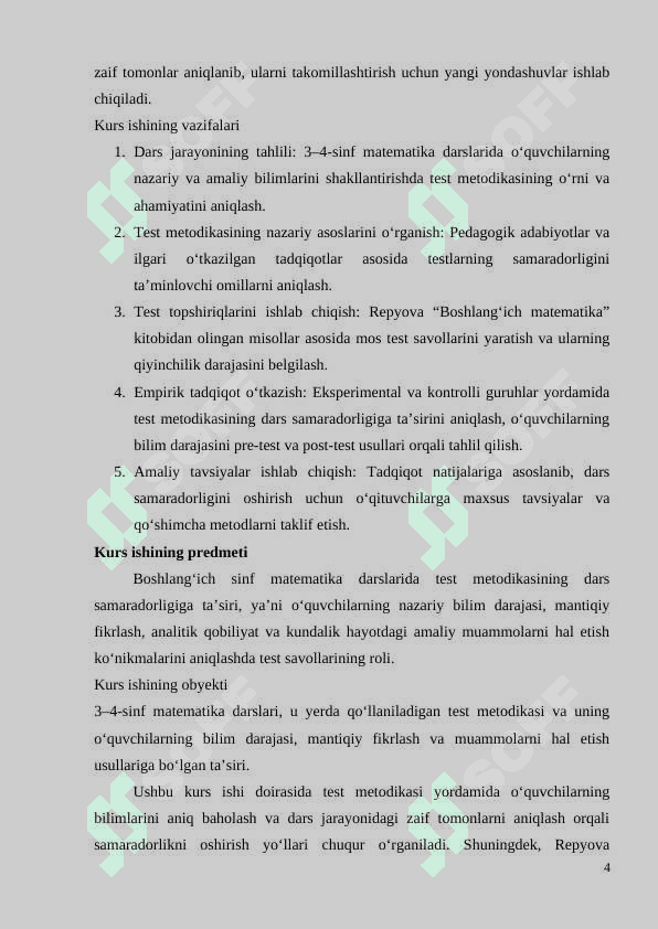 BOSHLANG‘ICH SINF MATEMATIKA DARSLARI SAMARADORLIGINI TESTLAR ORQALI RIVOJLANTIRISH (1-2-sinf misolida) 4