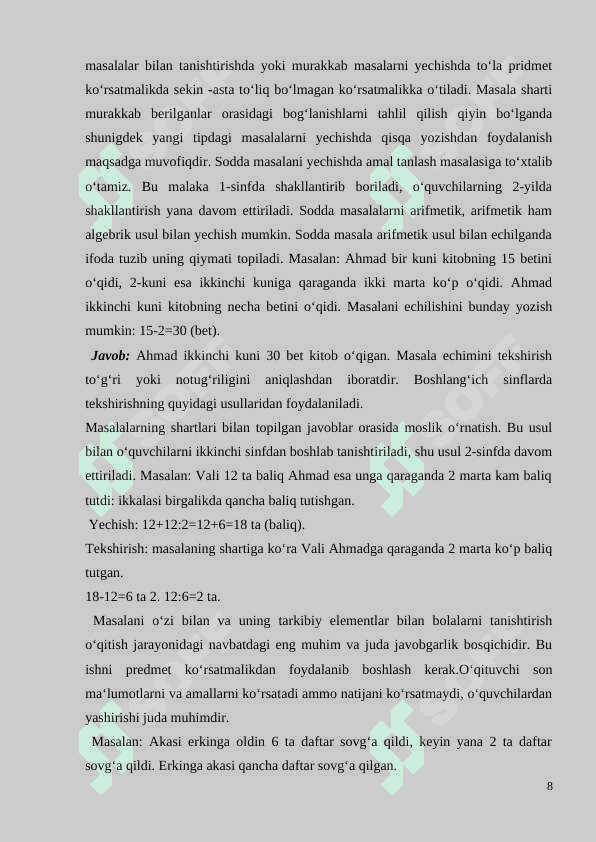 Boshlang‘ich sinflarda matematikadan og‘zaki va yozma hisoblashga doir didaktik o‘yinlar tizimini ishlab chiqish metodikasi (2-sinf misolida) 8