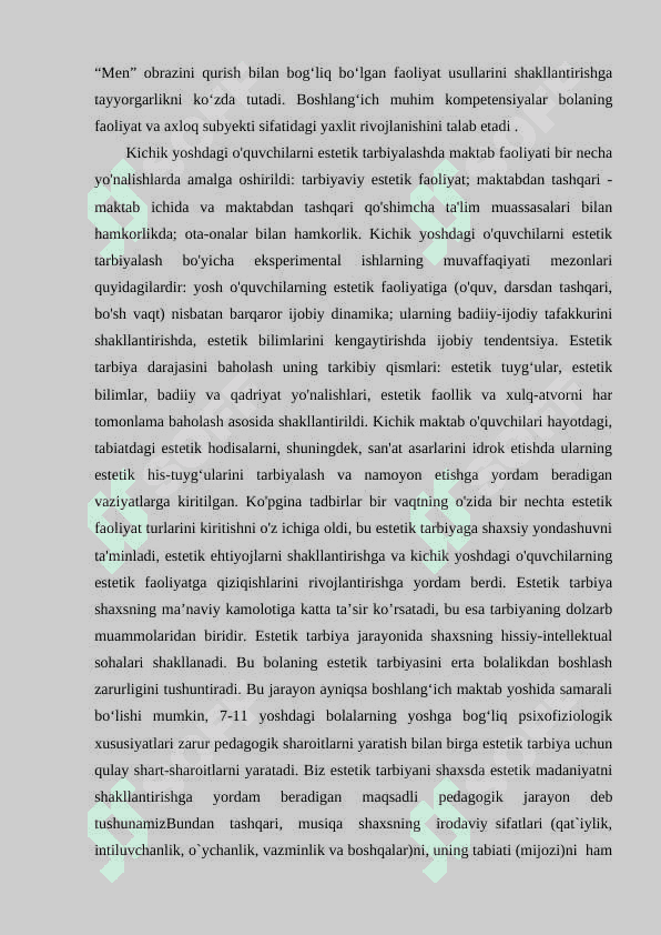 KICHIK YOSHDAGI BOLALARGA ESTETIK TARBIYA BERISHDA MUSIQADAN FOYDALANISH TEXNOLOGIYASI 6