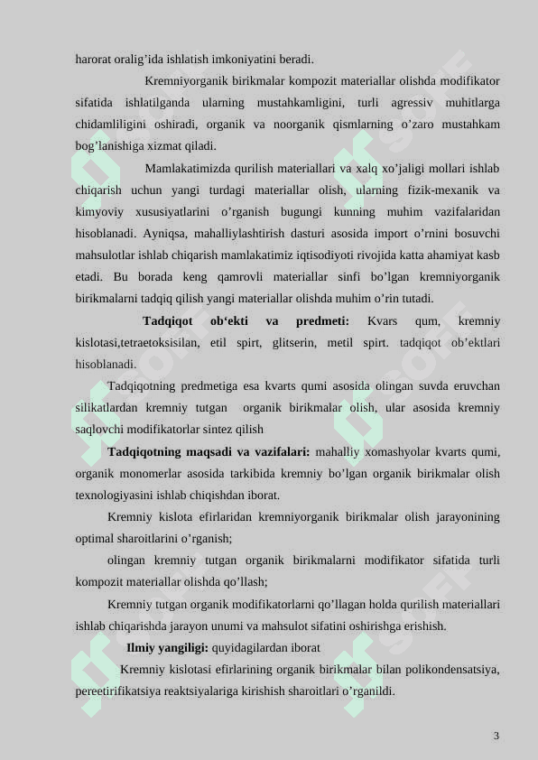 MAHALLIY XOMASHYOLAR ASOSIDA KREMNIY ORGANIK BIRIKMALAR OLISH TEXNOLOGIYASI” 4