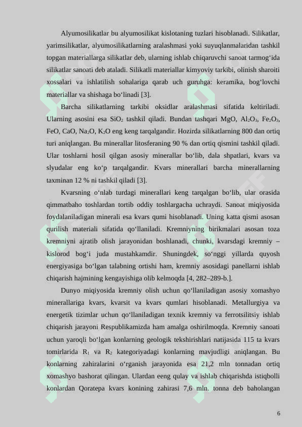MAHALLIY XOMASHYOLAR ASOSIDA KREMNIY ORGANIK BIRIKMALAR OLISH TEXNOLOGIYASI” 7