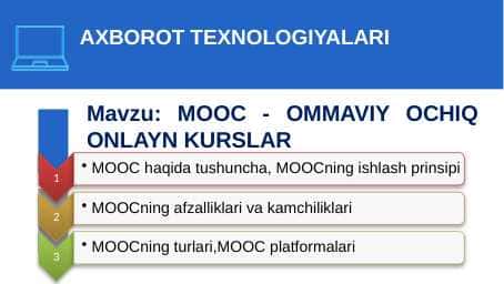 MOOC - OMMAVIY OCHIQ ONLAYN KURSLAR