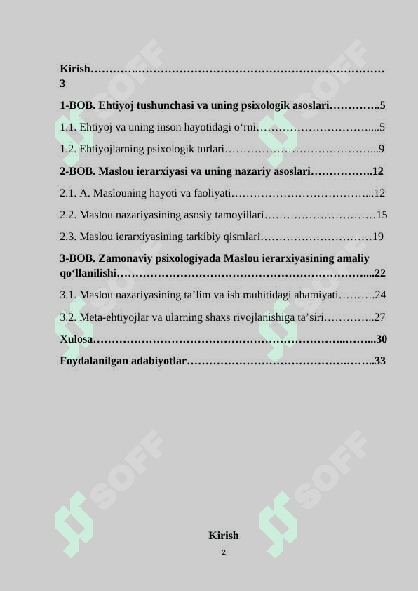 Asosiy ehtiyojlar va meta- ehtiyojlar, ularning turlari 2