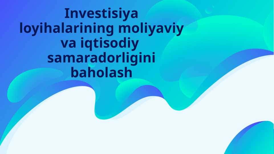 Investisiya loyihalarining moliyaviy va iqtisodiy samaradorligini baholash