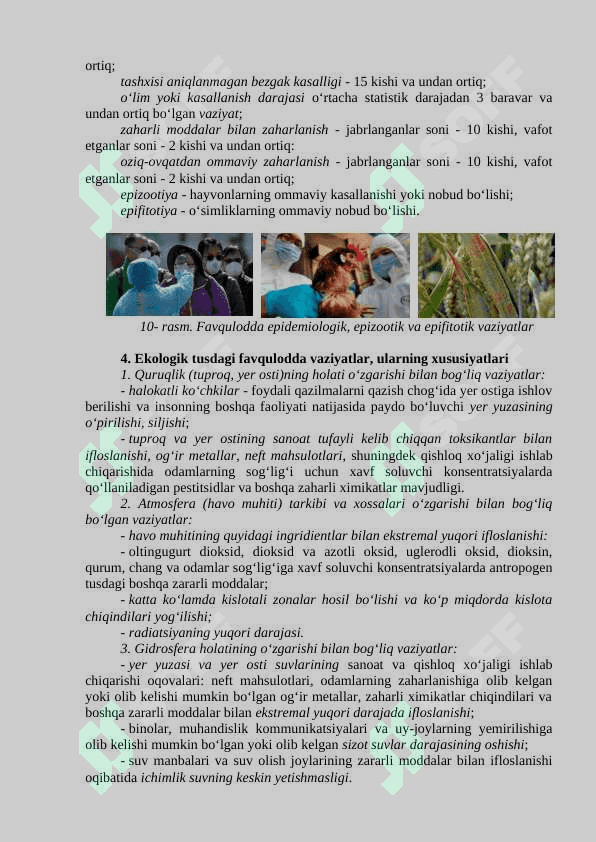 Favqulodda vaziyatlar, ularning turlari va xususiyatlari 8