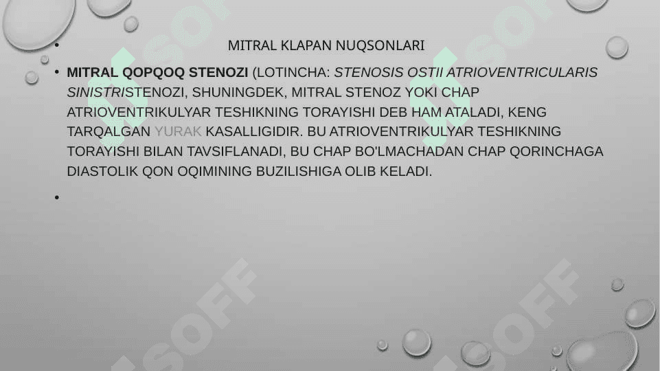 Revmatik isitma simptamotologiyasi . Mitral klapan nuqsonlari . Mitral klapan yetishmovchiligi va stenozi . Diagnostikasi . Davolash asosiy prinsiplari . Aortal klapan nuqsonlari simptomatologiyasi . Aortal klapan yetishmovchiligi va stenozi 6
