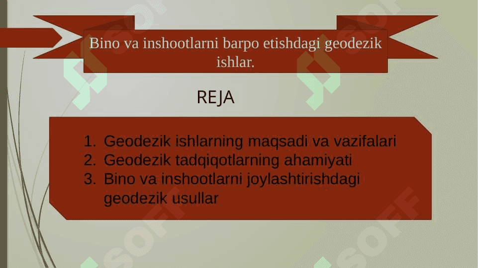 Bino va inshootlarni barpo etishdagi geodezik ishlar. 2