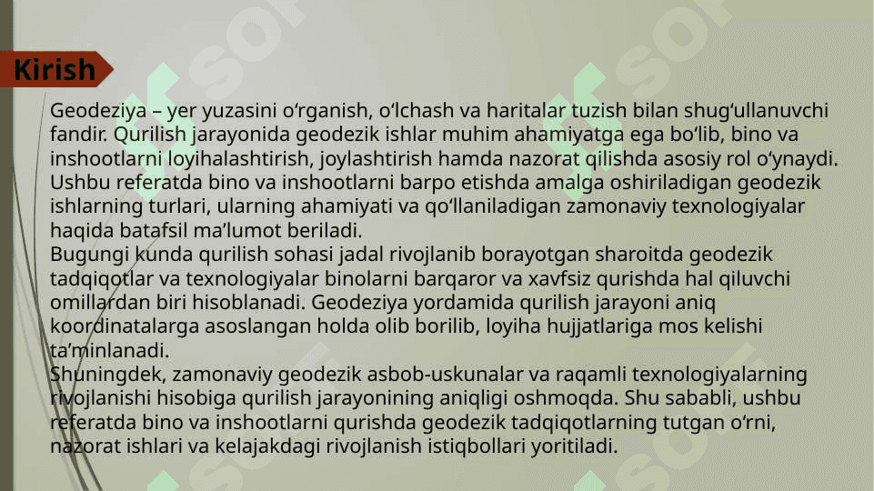 Bino va inshootlarni barpo etishdagi geodezik ishlar. 3