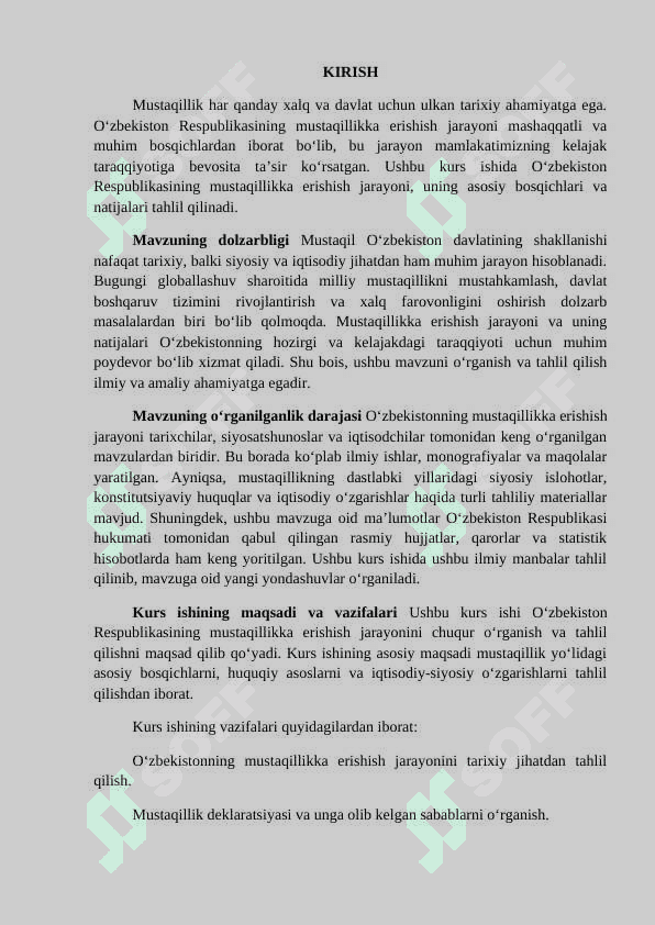 MUSTAQIL O‘ZBEKISTON DAVLATINING BUNYODGA KELISH JARAYONI 2