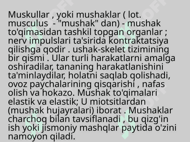 Mushaklarning xususiyatlarini o'rganish usuli 2