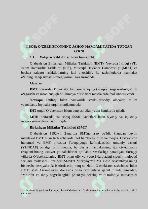 O‘ZBEKISTONNING JAHON HAMJAMIYATIDA TUTGAN O‘RNI VA ROLI. TASHQI IQTISODIY ALOQALAR 5