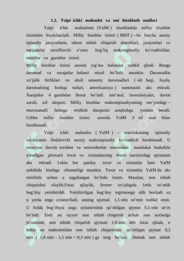Yalpi  ichki  mahsulot  tushunchasi  va  uni   hisoblashning  asosiy  shartlari 7
