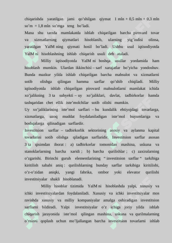 Yalpi  ichki  mahsulot  tushunchasi  va  uni   hisoblashning  asosiy  shartlari 8