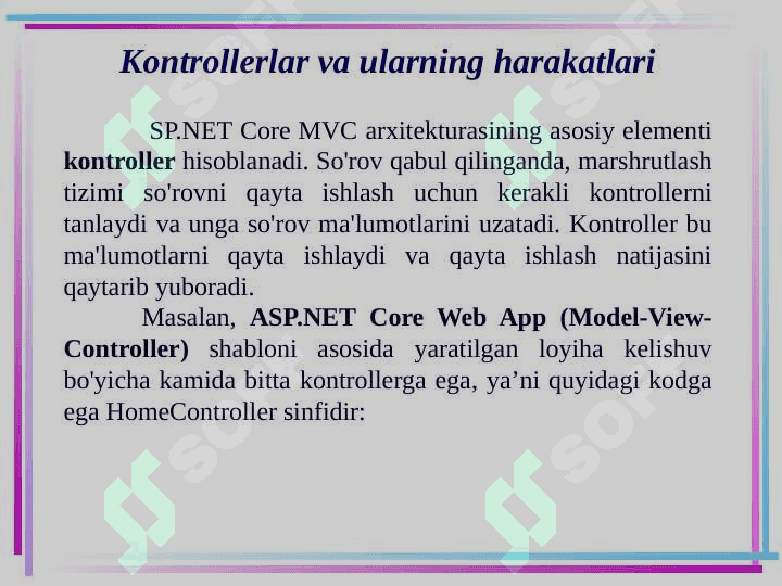 ASP.NET Core MVC da kontrollerlar 3