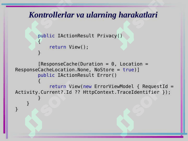 ASP.NET Core MVC da kontrollerlar 5