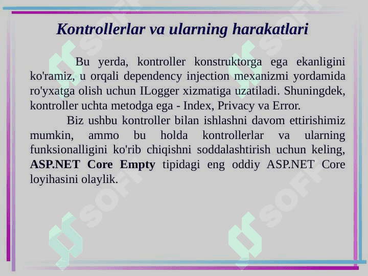 ASP.NET Core MVC da kontrollerlar 6