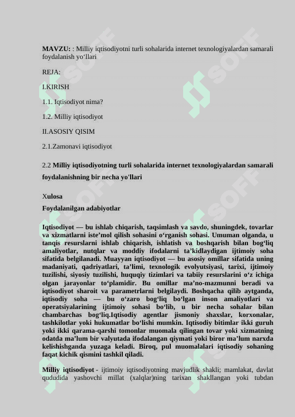 Milliy iqtisodiyotni turli sohalarida internet texnologiyalardan samarali  foydalanish yoʻllari 2