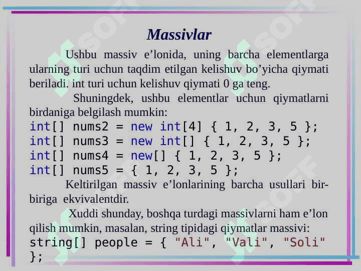 Massivlar 3