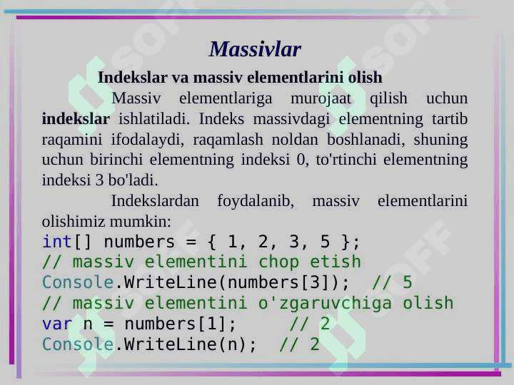 Massivlar 4