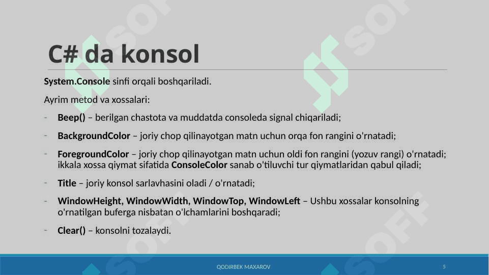 Consoleda kiritish va chiqarish 5
