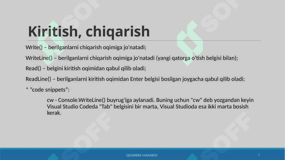 Consoleda kiritish va chiqarish 7