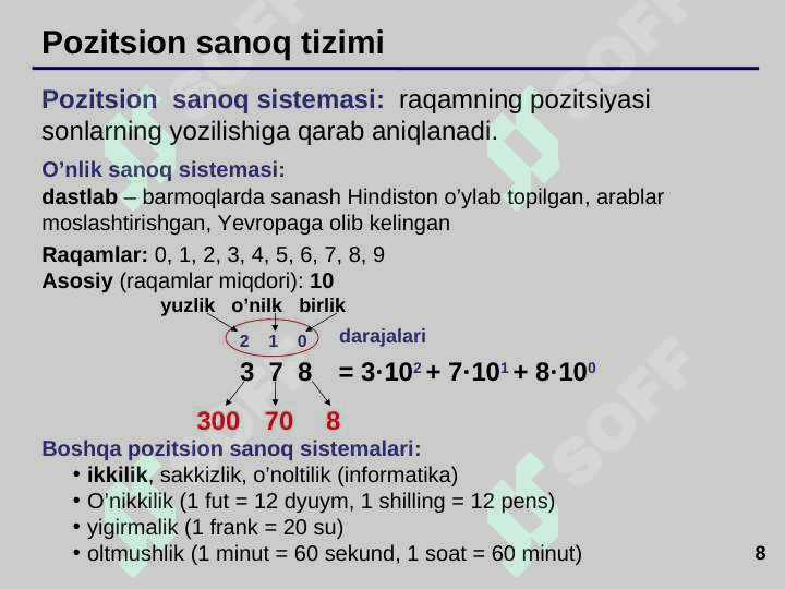 SANOQ  SISTEMALARI 8