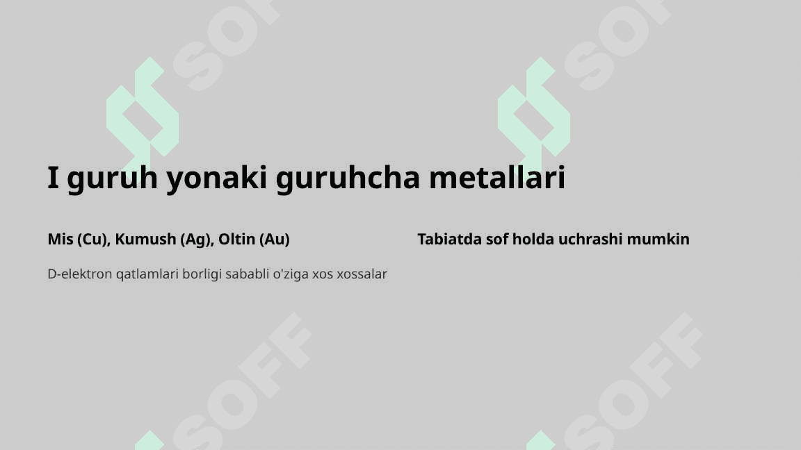Kumush va oltin. Kumush va oltinning fizik va kimyoviy xossalari. Ishlatilishi.  Kimyo, 9-sinf 3