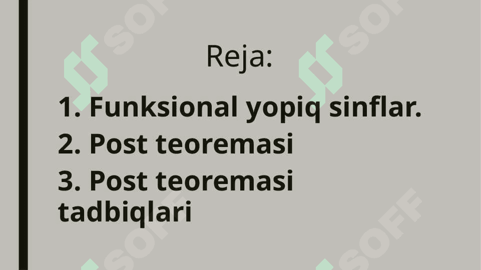 Funsional yopiq sinflar. Post teoremasi 2