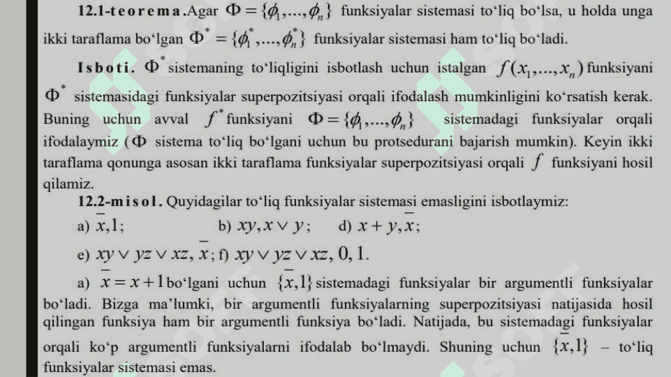 Funsional yopiq sinflar. Post teoremasi 5