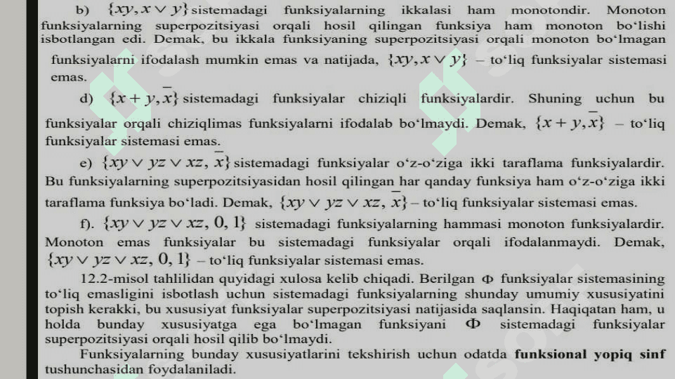 Funsional yopiq sinflar. Post teoremasi 6
