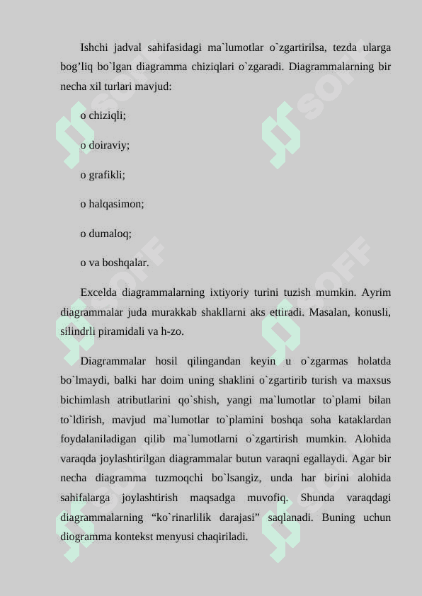 EXCEL DASTURIDA DIAGRAMMALAR YARATISH 4