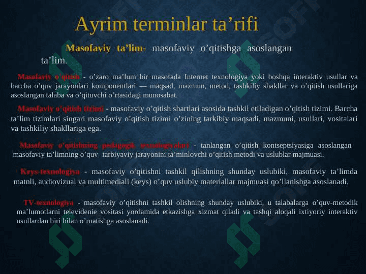 Masofaviy ta`lim texnologiyalari 8
