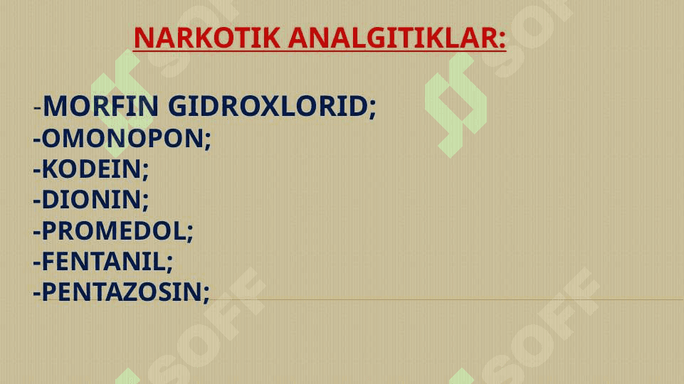 Narkotik analgitiklar 2
