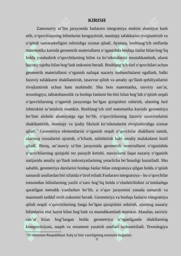 Boshlangich sinf matematika kursida geometrik materialni òrganishda fanlararo integratsiyadan foydalanish usullari 3