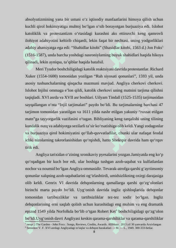 ANGLIYA UYGʻONISH DAVRI ADABIYOTI 8