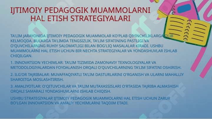 Taʼlim-tarbiya jarayonida ijtimoiy pedagogik dolzarb muommolar 7