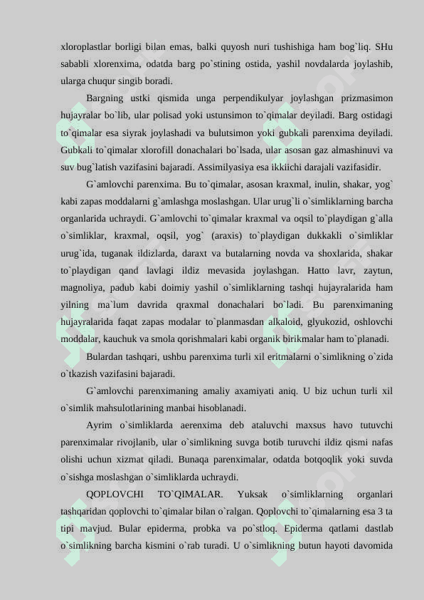 SO'RUVCHI TO'QIMALARNING TUZILISHI  VA VAZIFALAR 4