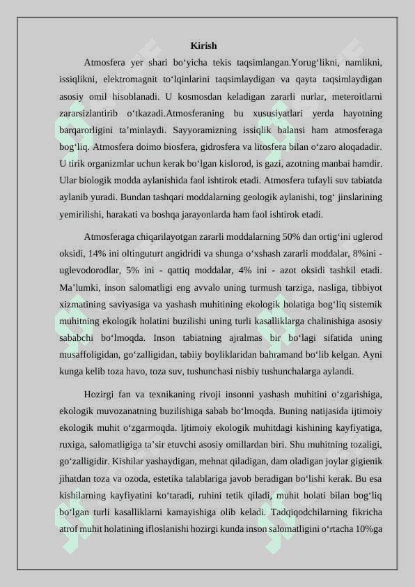 Atmosferani ifloslanishini keltirib chiqaruvchi asosiy manbalar. 3