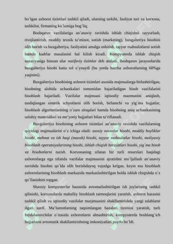 KORXONALAR BUXGALTERIYASIDA DASTURIY TA'MINOTLAR 2
